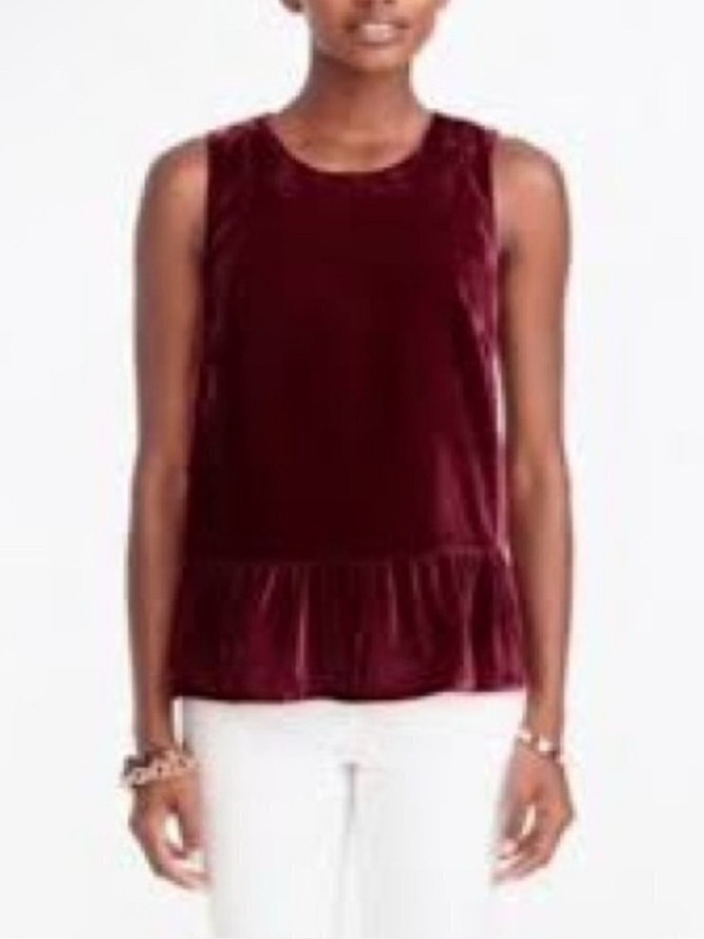 J. Crew Velvet Peplum Sleeveless Tank Top in Deep Burgundy Size 6